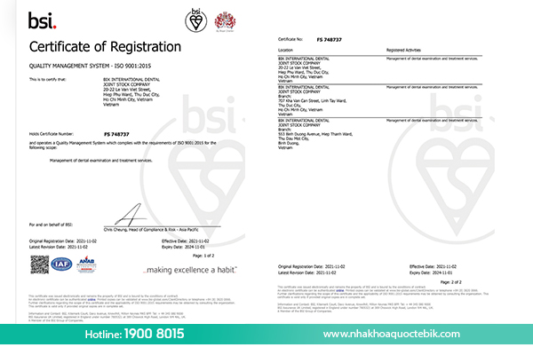 Nha khoa đạt chuẩn ISO 9001:2015